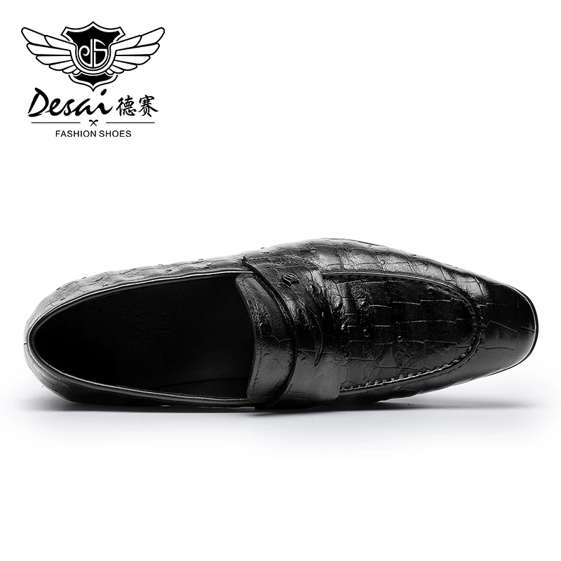 DESAI Male Loafers For Men Shoes Top Quality Easy Wear Genuine Leather Crocodile Fashion Casual Gray Green Color Leader 2021