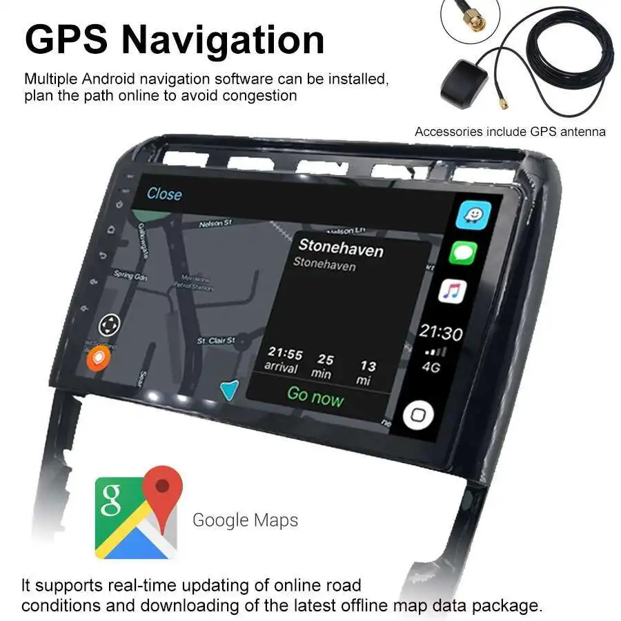 Reproductor Multimedia con pantalla táctil y GPS para coche, autorradio estéreo con Android, 9 pulgadas, 2DIN, CarPlay, para Porsche Cayenne Turbo 2006