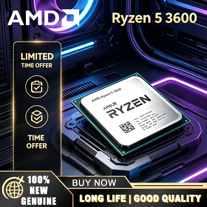 Processeur AMD Ryzen 5 R5 3600 LGA AM4 6 cœurs 12 threads 3,6 GHz, 100% neuf d'origine, vente flash