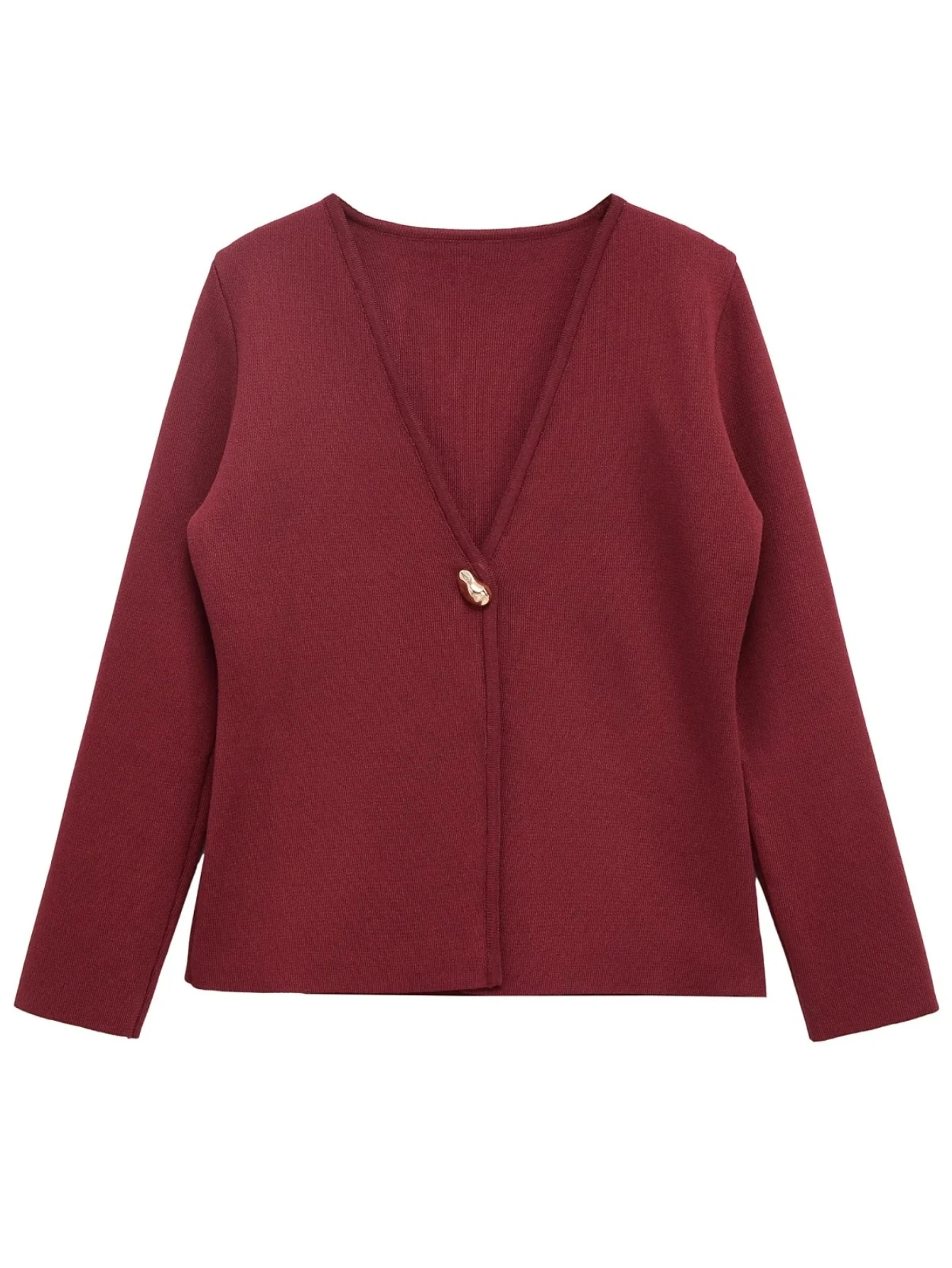 

Autumn New Women Fashion With Gold Button Knit Cardigan Sweater V Neck Long Sleeve Female Outerwear Chic Tops