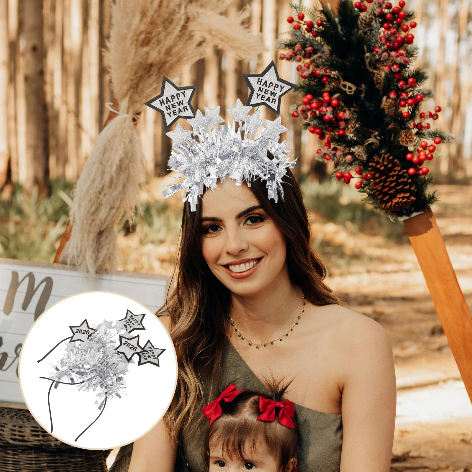 2 قطعة أغطية الرأس السنة الجديدة تصميم نجمة خماسية بهرج خوذة جو احتفالي عطلة الأحداث والاحتفالات