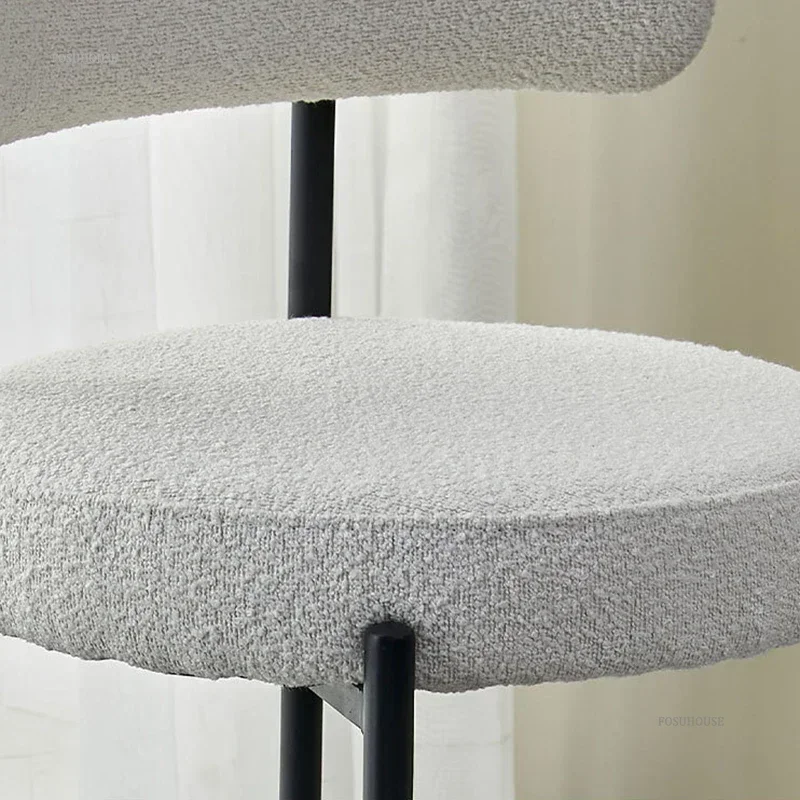 Nordic Loop Velvet Bar Chairs Household Backrest High Bar Stools Minimalist Designer Creative Front Desk Kitchen Counter Stools