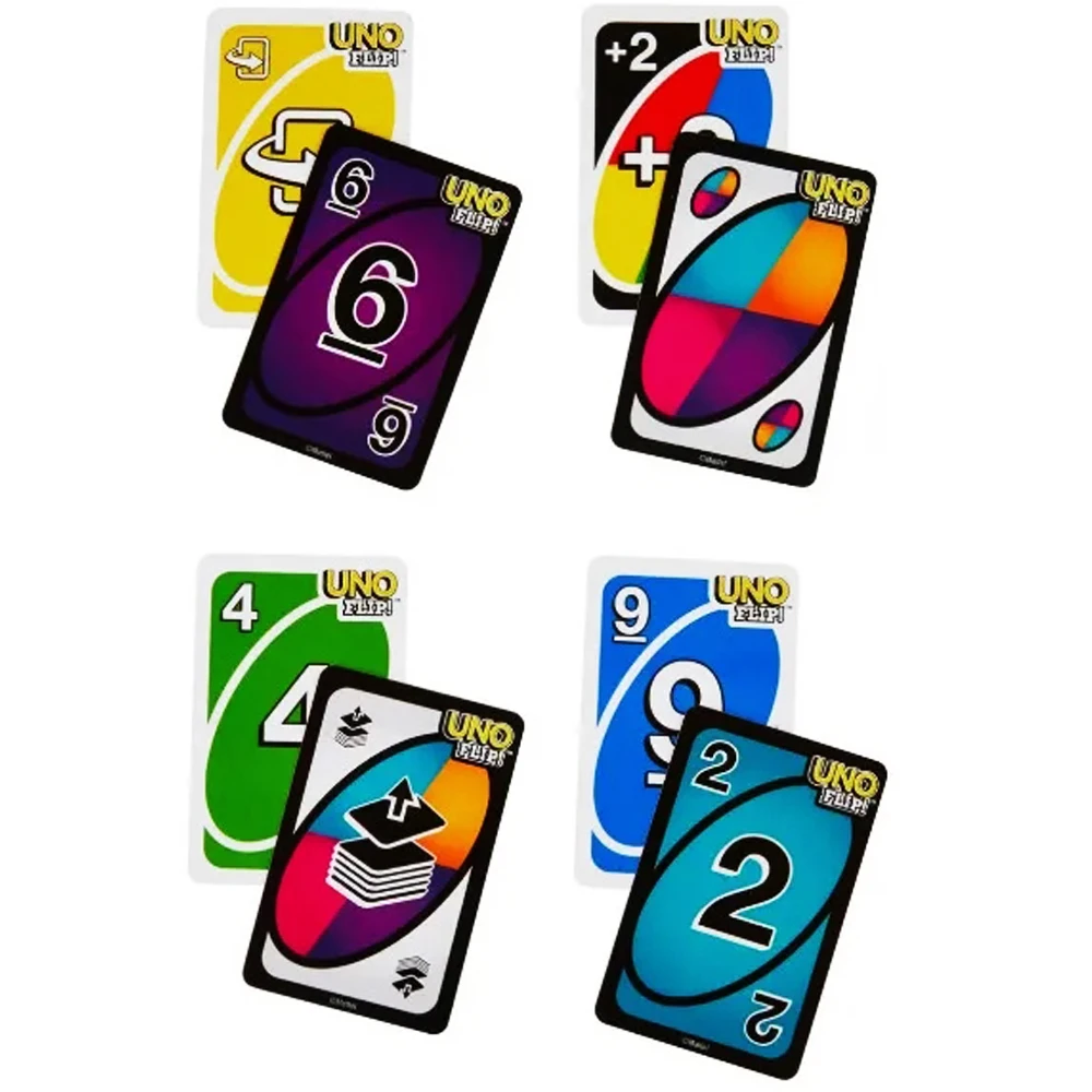 Mattel UNO FLIP! Games Family Funny Entertainment Board Game Fun Playing Cards Kids Toy Gift Box uno No Mercy Card Game Kids Toy