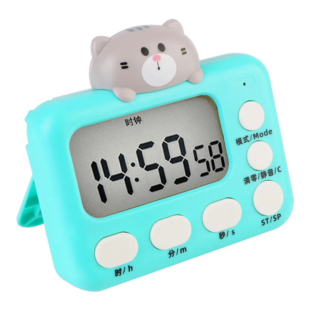 LED Display for Cooking Bake Timer Kitchen with Invisible Stand Cartoon Animal Countdown-Timer Magnetic Digital Cooking Timer