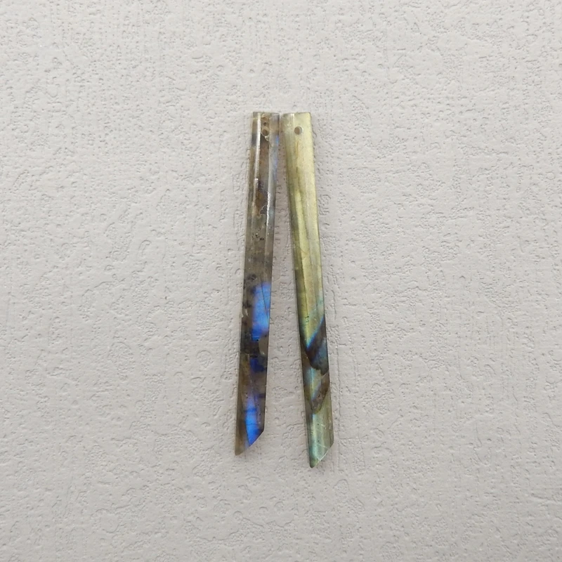 

2 шт., набор длинных бусин-подвесок из натурального лабрадорита, 54x4 мм, 56x4 мм, блестящие модные ювелирные аксессуары для женщин, яркий подарок