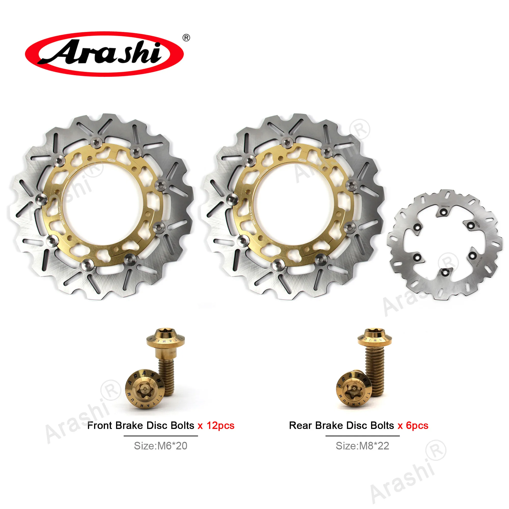 Arashi CNC Front Rear Brake Disc Rotor Bolt Set For YAMAHA YZF600 R THUNDERCAT 1996 - 2004 / YZF R THUNDERACE 1000 1996-2000