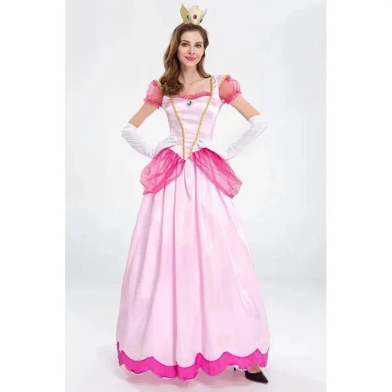 Silisili AAdult Princess Peach Costume Cosplay Party Halloween Masquerade Dress Up Abbigliamento per le donne Fan rosa 2025 ☆   Nuovo