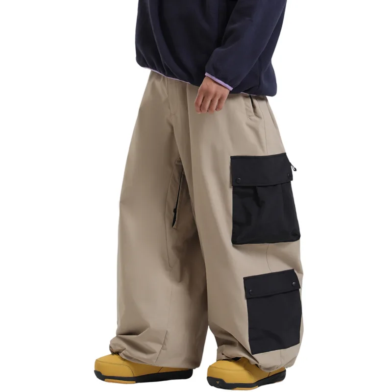 2025 ใหม่Windproofกันน้ําหิมะผู้ชายผู้ใหญ่กางเกงสกีฤดูหนาวWarmหลวมสกีกางเกงกลางแจ้งBreathableสโนว์บอร์ดอังกฤษ