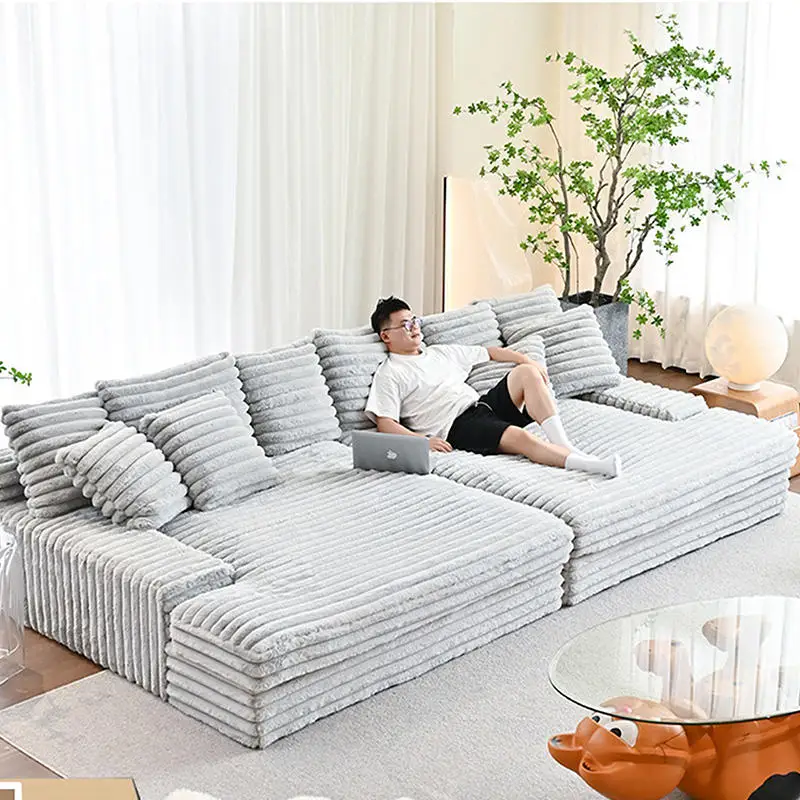 

Modern plush corduroy recliner sofa bed lazy combination bedroom living room vacuum compression packaging box home furniture