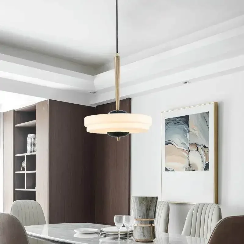 

Art Fan Marble Chandelier Copper Marble Lamp Simple Modern Teahouse Art Restaurant Study Bedside Bar