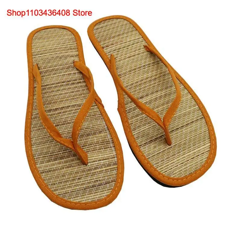 Cane Summer Flip-Flops Rattan Grass Couple Men Women Japanese-Style Household Outer Wear Sandals Flat Slippers