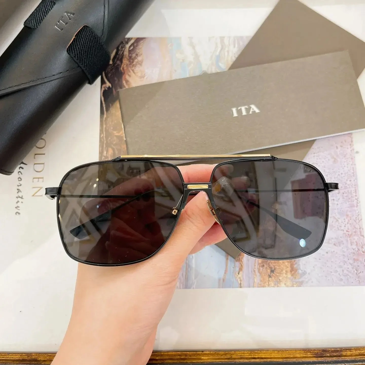 

New Arrival ADITA DTS100 Classic Retro Square Black Alloy Frame Men Eyewear Luxury Designer Leisure Business Women Sunglasses
