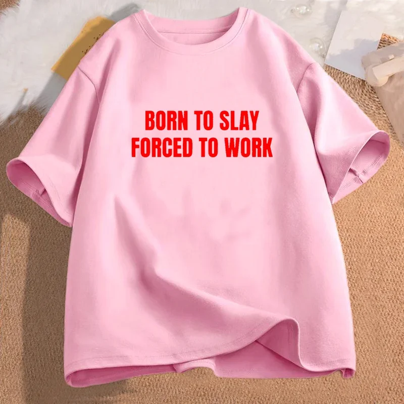 تيشيرتات نسائية بأكمام قصيرة مطبوع عليها حروف ملابس جمالية للسيدات ملابس هاراجوكو بأكمام قصيرة غير رسمية