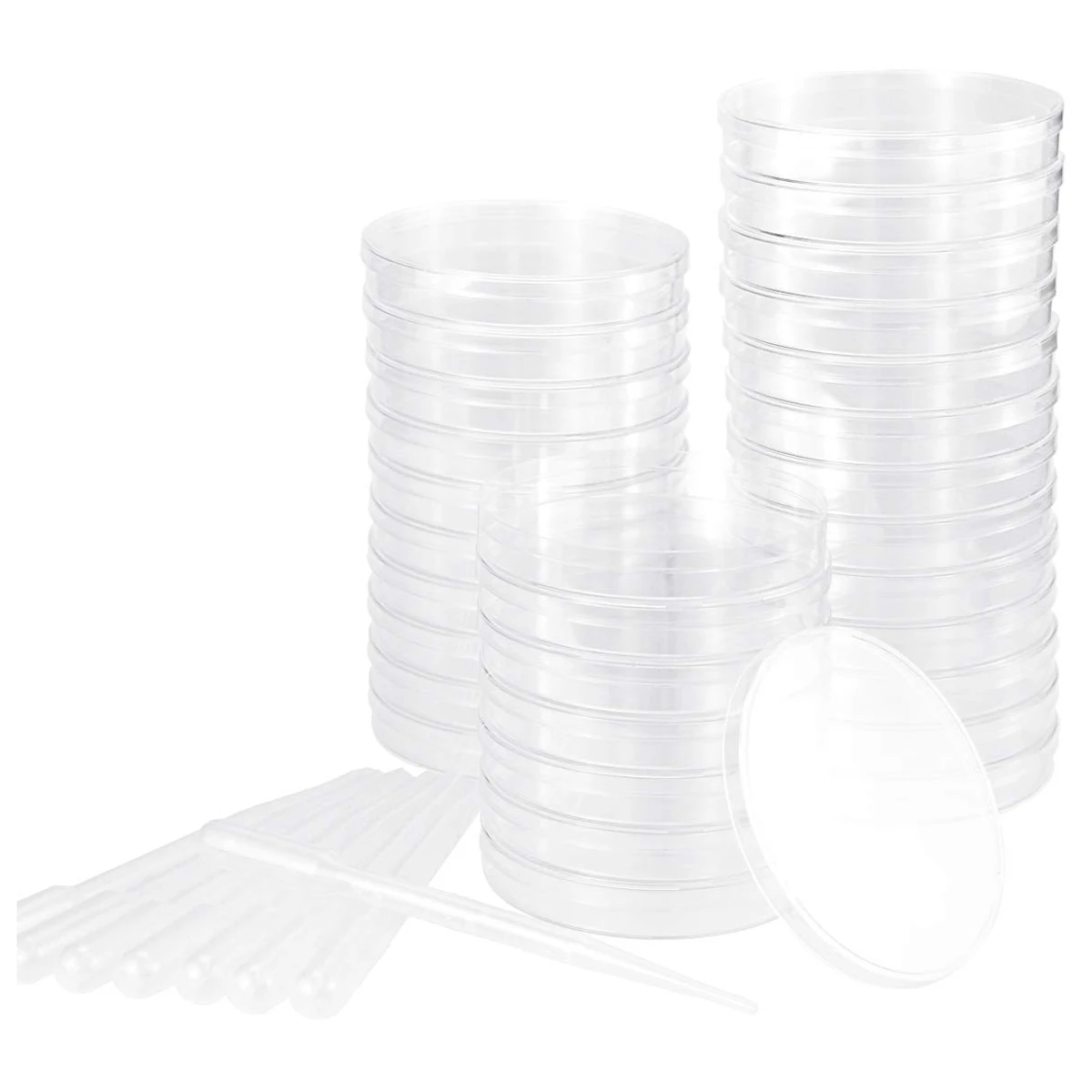 Petri Dish Set with Lids,Petri Dish Set with 100 Plastic Transfer Pipettes (3Ml) Kit for School Science Fair Projects