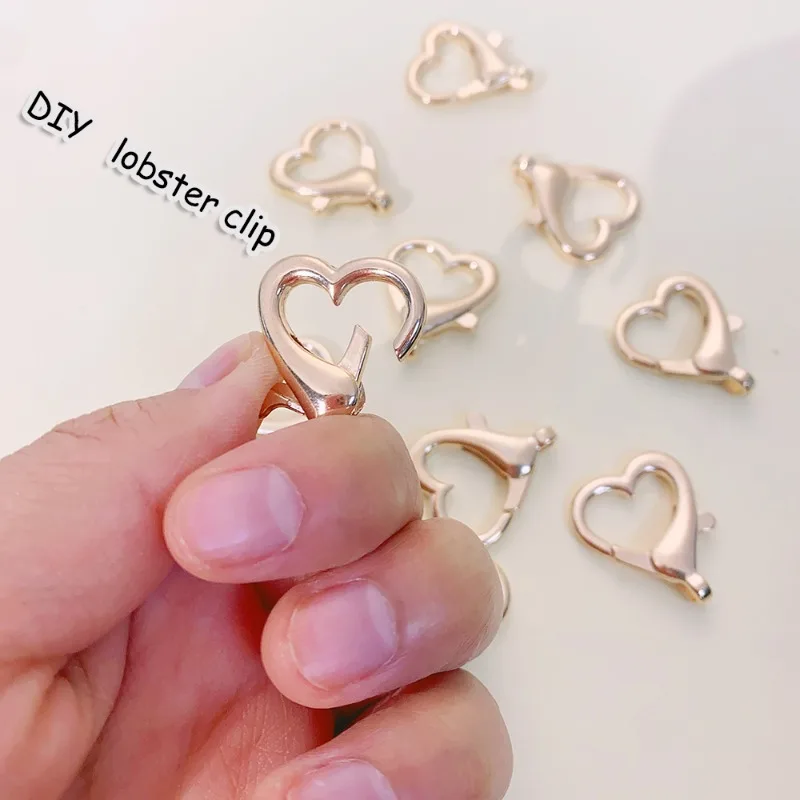 Lots Hollow Heart Shaped Spring Clasps Metal Carabiner Bag Clips Hook Dog Chain Buckles DIY Keychain Jewelry Making Accessories