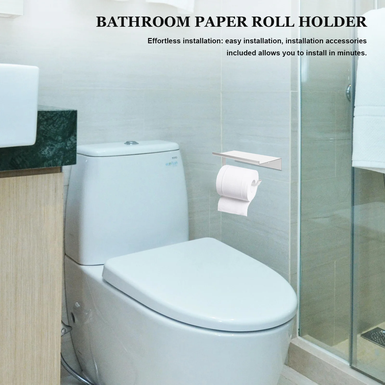 

Bathroom Paper Towel Holder Thickened Aluminum Wall Mounted Shelf Toilet Paper Roll Rack Multifunctional Storage