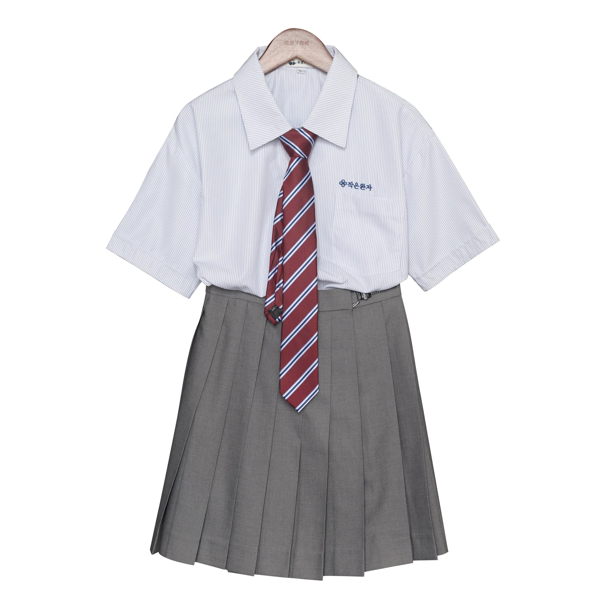 Terno maruko pequeno para mulheres, saia plissada, uniforme de faculdade, manga curta e longa, blusa listrada cinza, legal e sexy, Hinata Tachibana