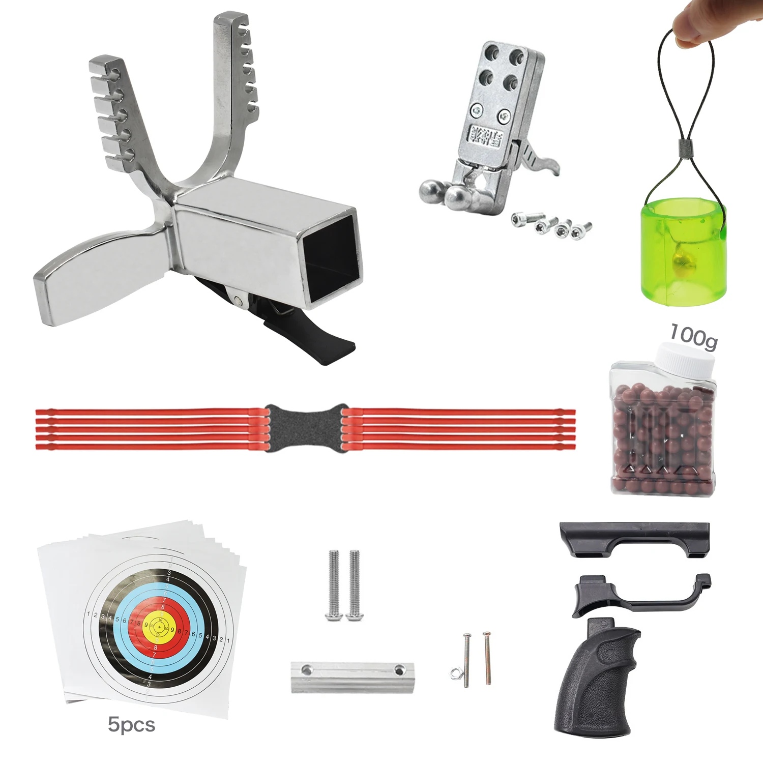 Professional DIY Long-Rod Slingshot Accessorie Detachable Grip Shooting Practice Accessories Alloy Slingshot Head Sliding Module