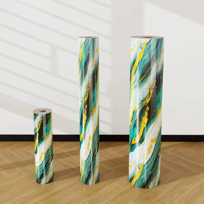 New Wall Paper High Glossy Golden Bathroom Peel and Stick Wallpaper Foam Marble Wall Sheet Sticker Roll