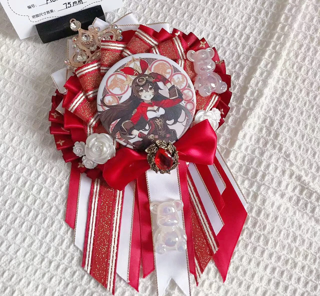 Gorgeous Silk Handmade Red Type Badge Holder for Ita Bag Pins Display Ita Bag Decorate for 58mm 75mm Badges Bag JK Accessories