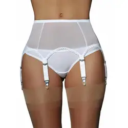 Sexy Perspective Women Garter Belt Adjustable Six Clips Garter Leg Harness Net Yarn Plastic Belt Buckle