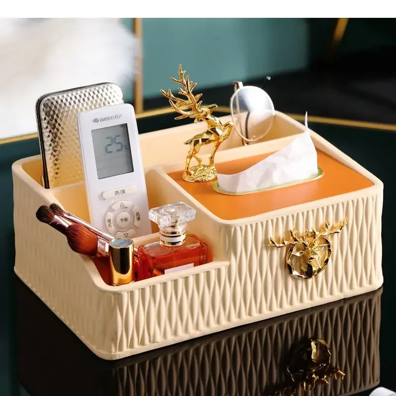 

-Simplicity Deer Decorative Tissue Box Resin Storage Ornaments Snacks Plate Dressing Table Desktop Candy Jar Nordic Home Decor