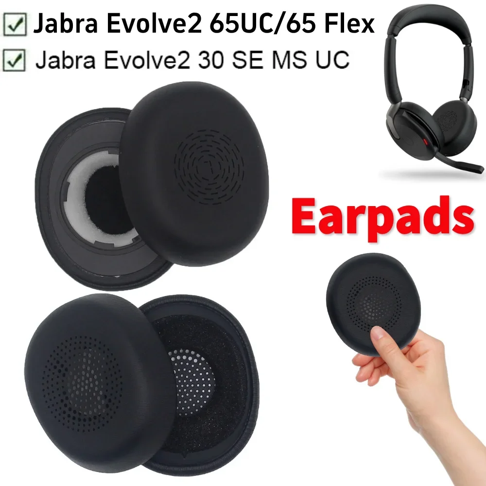 1 Paar Ersatz-Ohrpolster aus Proteinleder, Kopfhörer-Ohrpolster, Kissenbezüge, Ohrmuscheln für Jabra Evolve2 65UC/65 Flex