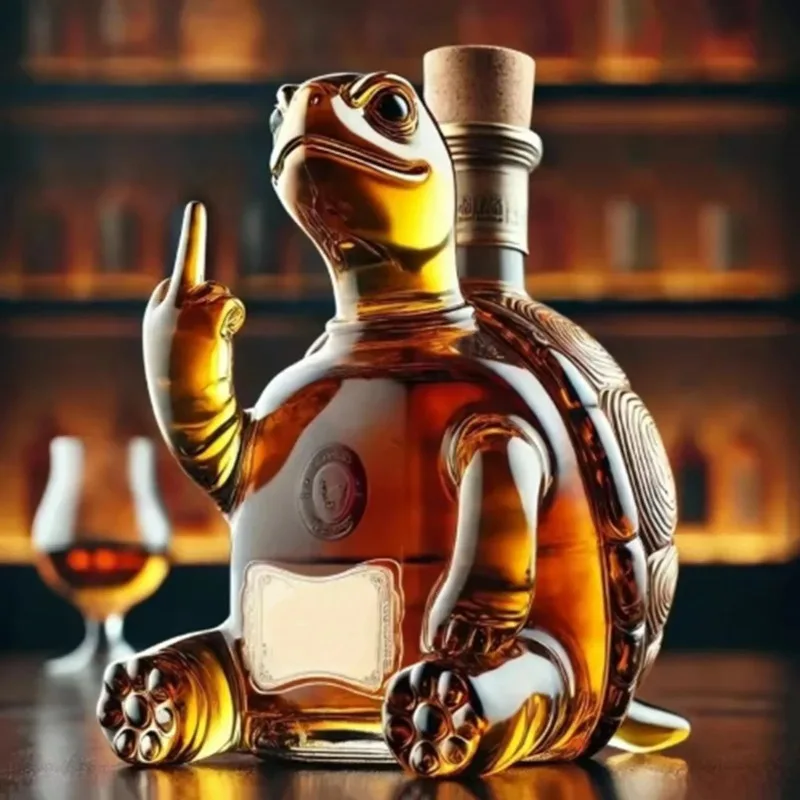 Decantador de whisky de tortuga de dedo medio 3D, botella de copa de vino de whisky para Bar, oficina, decoración del hogar, decantador de vino único