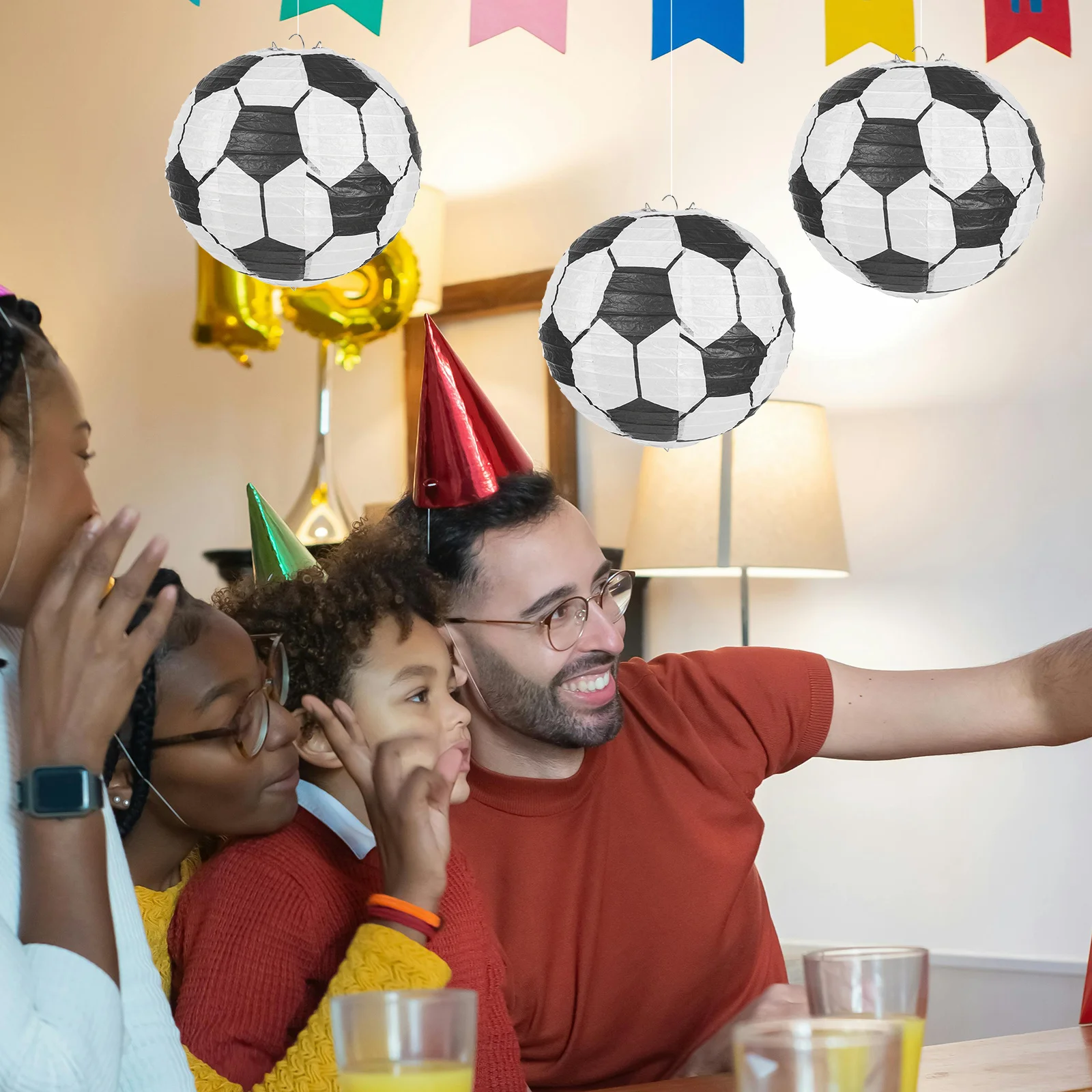 

Football Paper Lantern 8Inch Hanging Soccer Decoration For Sports Party Birthday Ceiling Wall Tree Decorative Paper