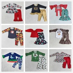 Wholesale Children Kids Christmas Outfit Baby Girl Long Sleeves Clothes Shirt Toddler Bottom Pants Clothes