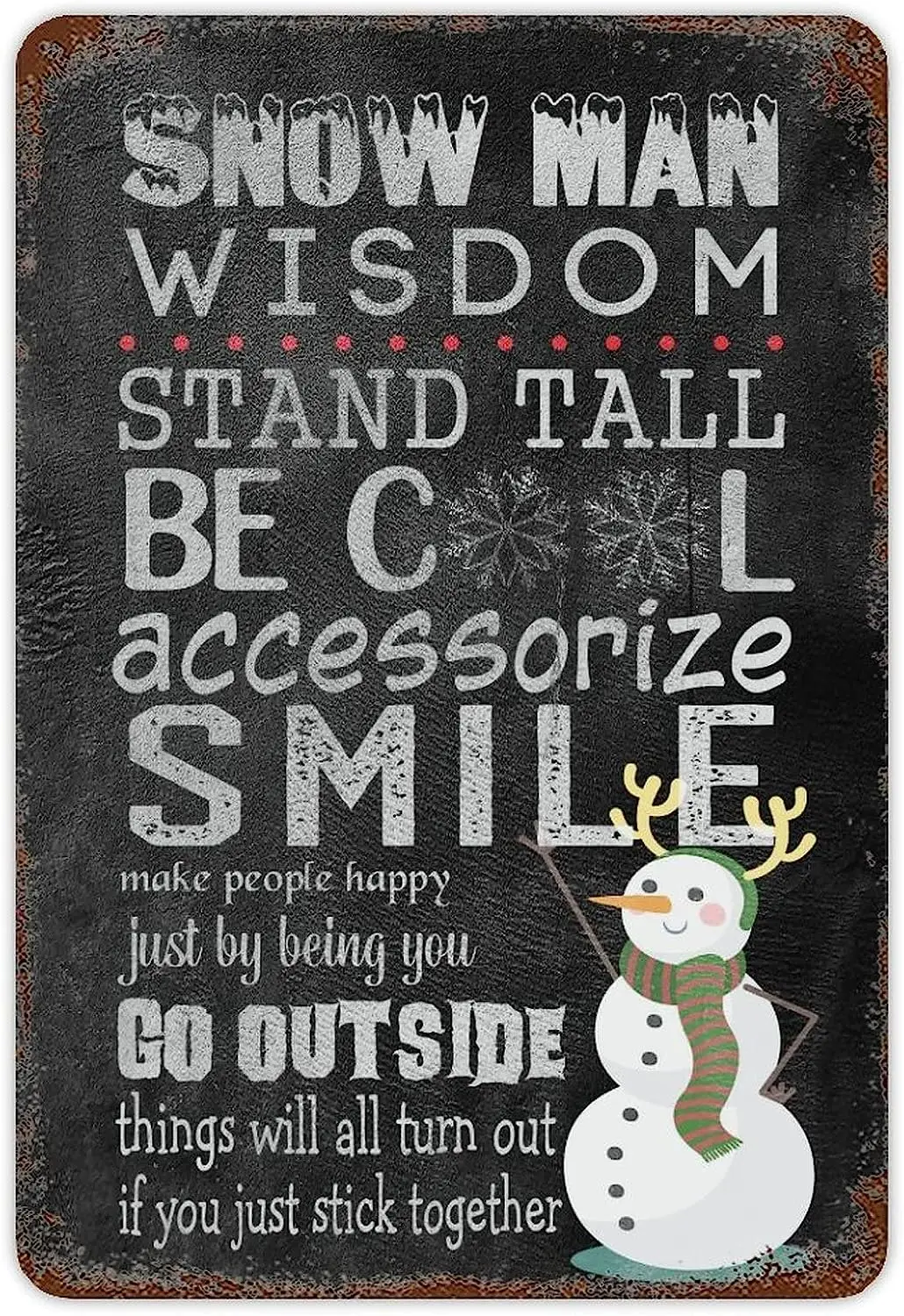 

Retro Christmas Tin Sign Snowman Wisdon Christmas Metal Sign Blackboard Prints with Funny Quotes Tin Sign Festive