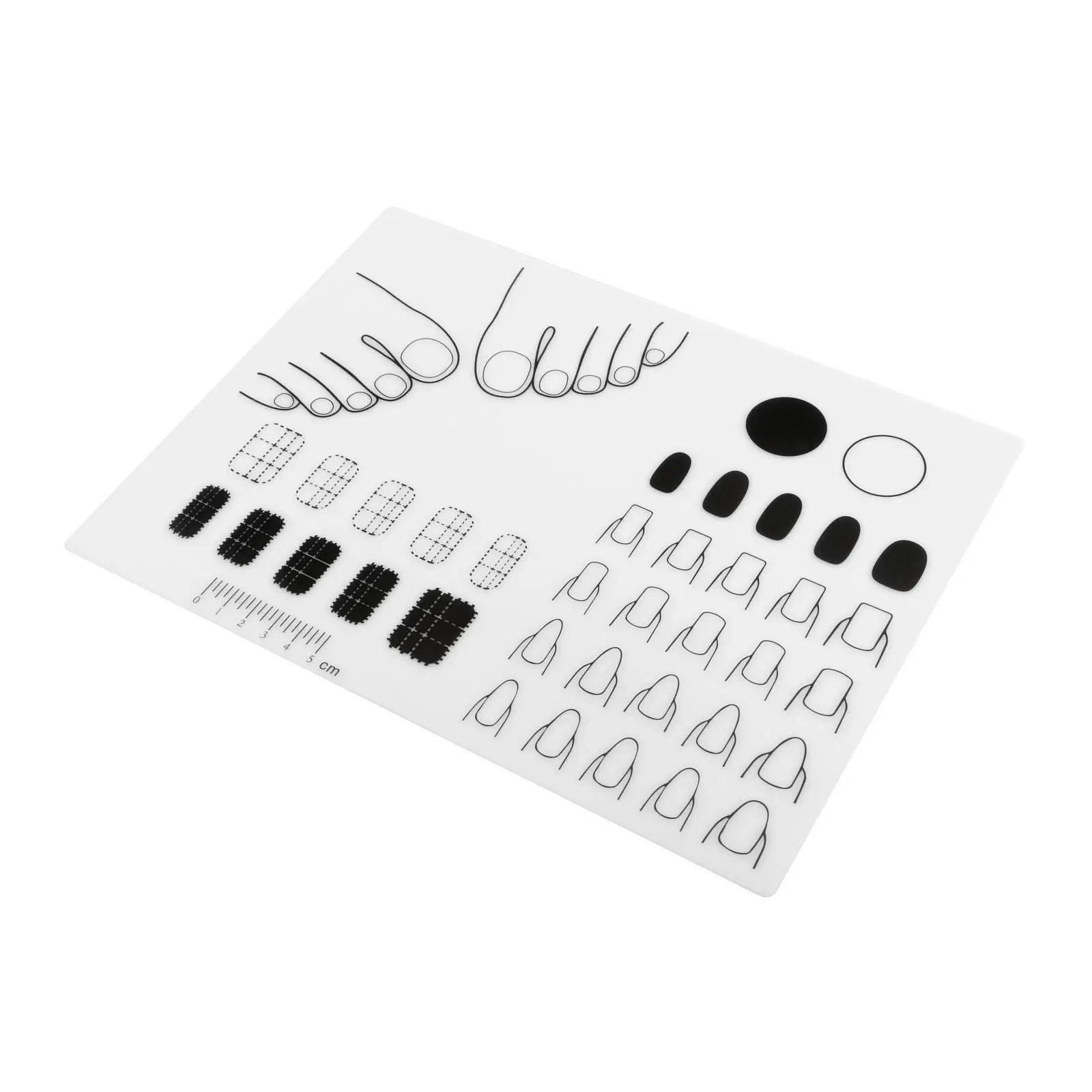 2 × حصيرة سيليكون قابلة للطي وقابلة للغسل، لوحة ممارسة الأظافر لختم الطوابع العكسية - أبيض