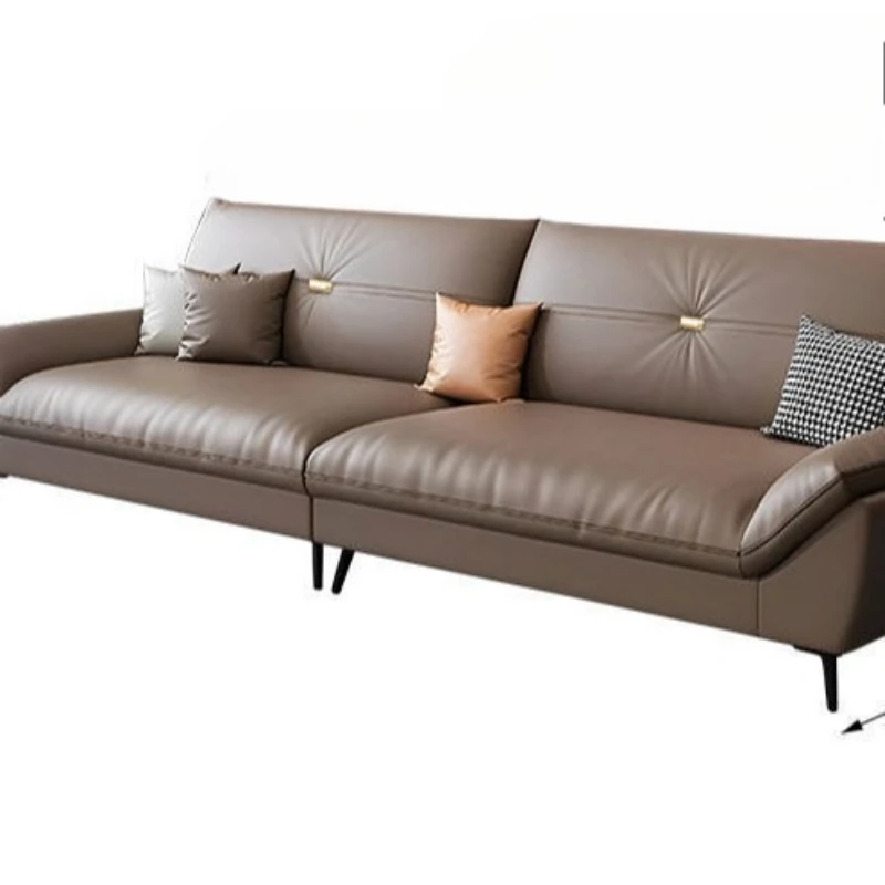 

Modern simple light luxury straight row double triple sofa, cat claw leather Italian minimalist sofa