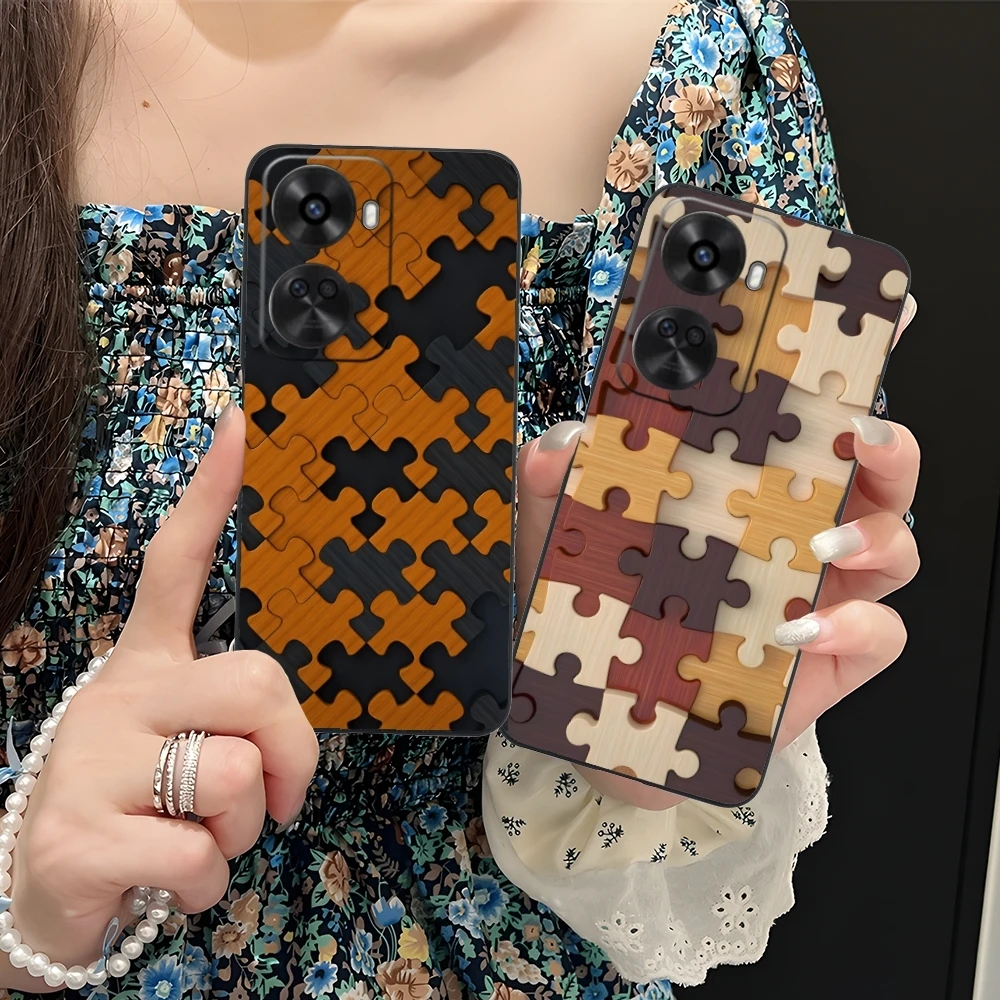 Puzzle Pretty Fashion Mobile Cell Phone Case for Huawei Nova 12 11 10 9 8 7 Pro SE 5G Black Soft Phone Cover Shell