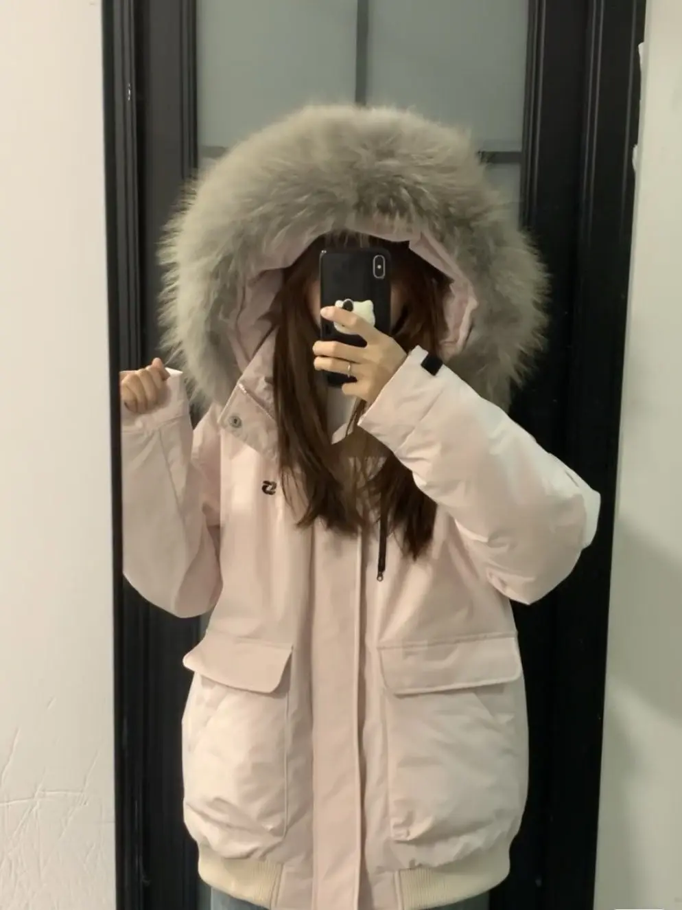 

Женская утепленная парка оверсайз в корейском стиле, универсальная, длинная, повседневная, эластичная, плюшевая, теплая, традиционная, с комбинированными вставками, популярная