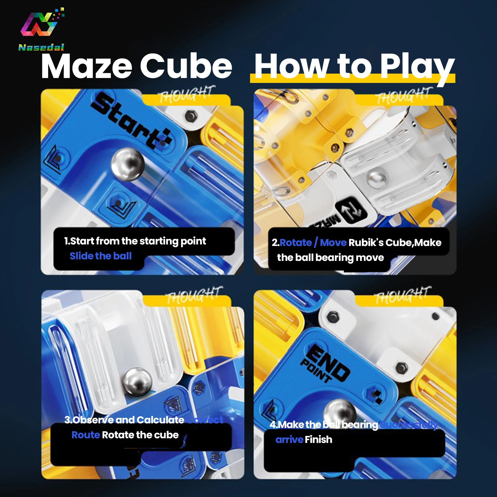 ลูกบาศก์เขาวงกต 3 มิติ ของเล่นเสริมพัฒนาการสำหรับเด็กและผู้ปกครอง ฝึกสมาธิ คลายเครียด ของขวัญวันคริสต์มาส ปีใหม่ วันเกิด ของขวัญ DIY สำหรับเด็ก