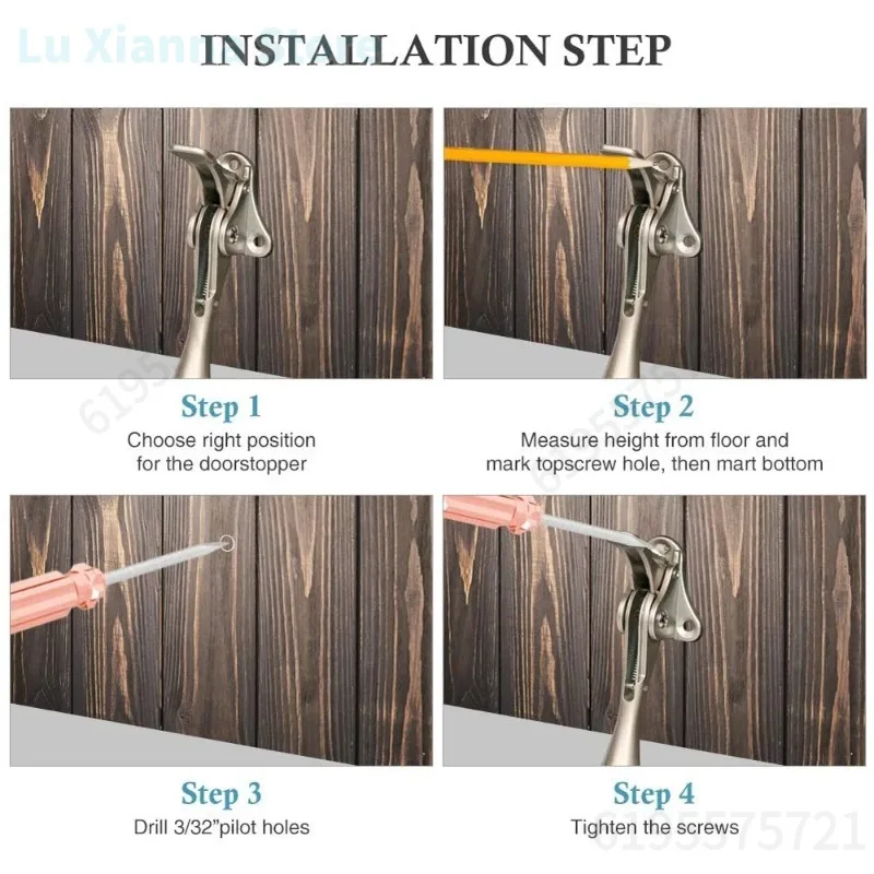 سدادة الباب شديدة التحمل من سبائك الزنك مع أجهزة حماية الجدار المخفية ذات طرف مطاطي غير قابل للانزلاق #6