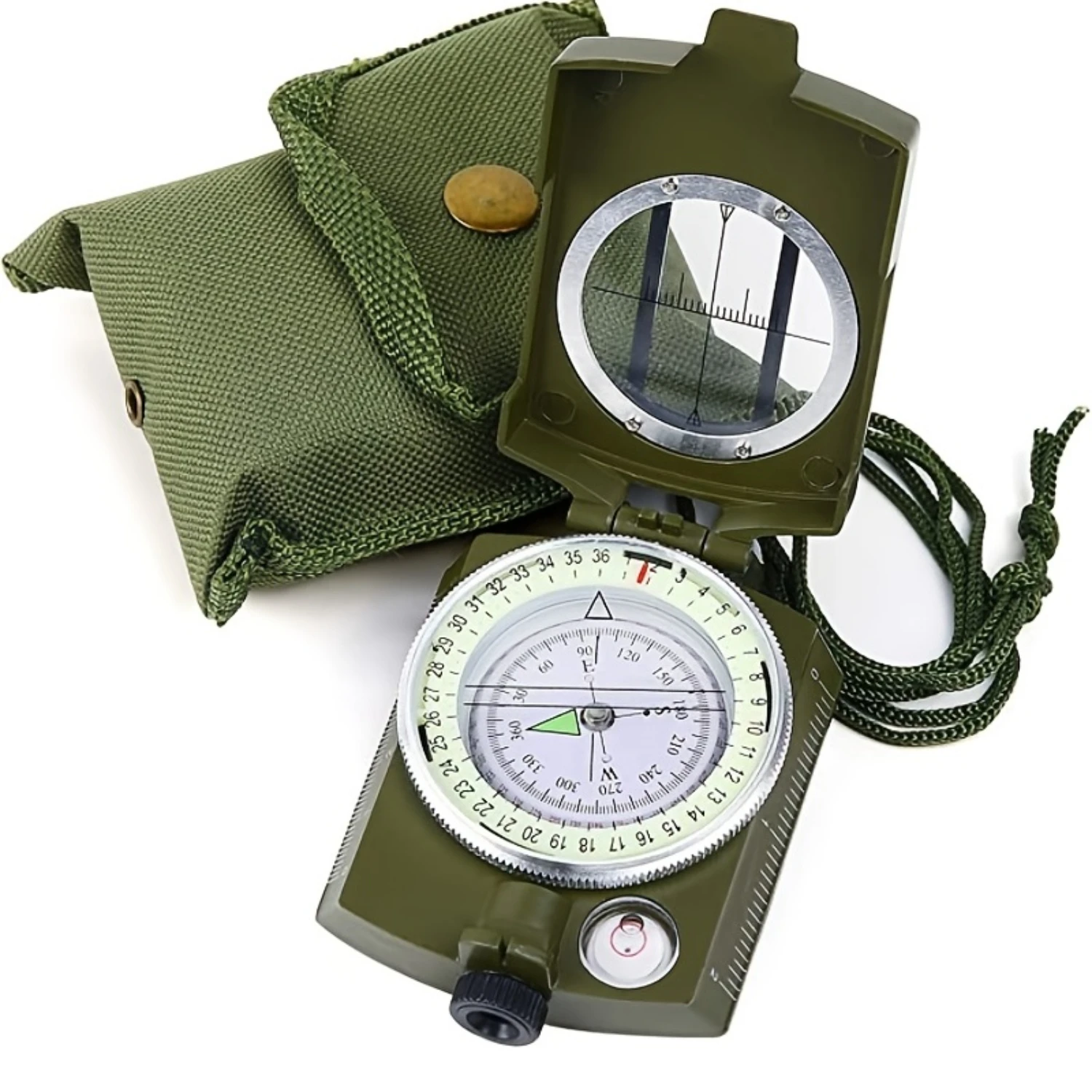 Waterproof Lensatic Sighting Compass with Carry Bag - Perfect for Hiking, Camping and Outdoor Activities