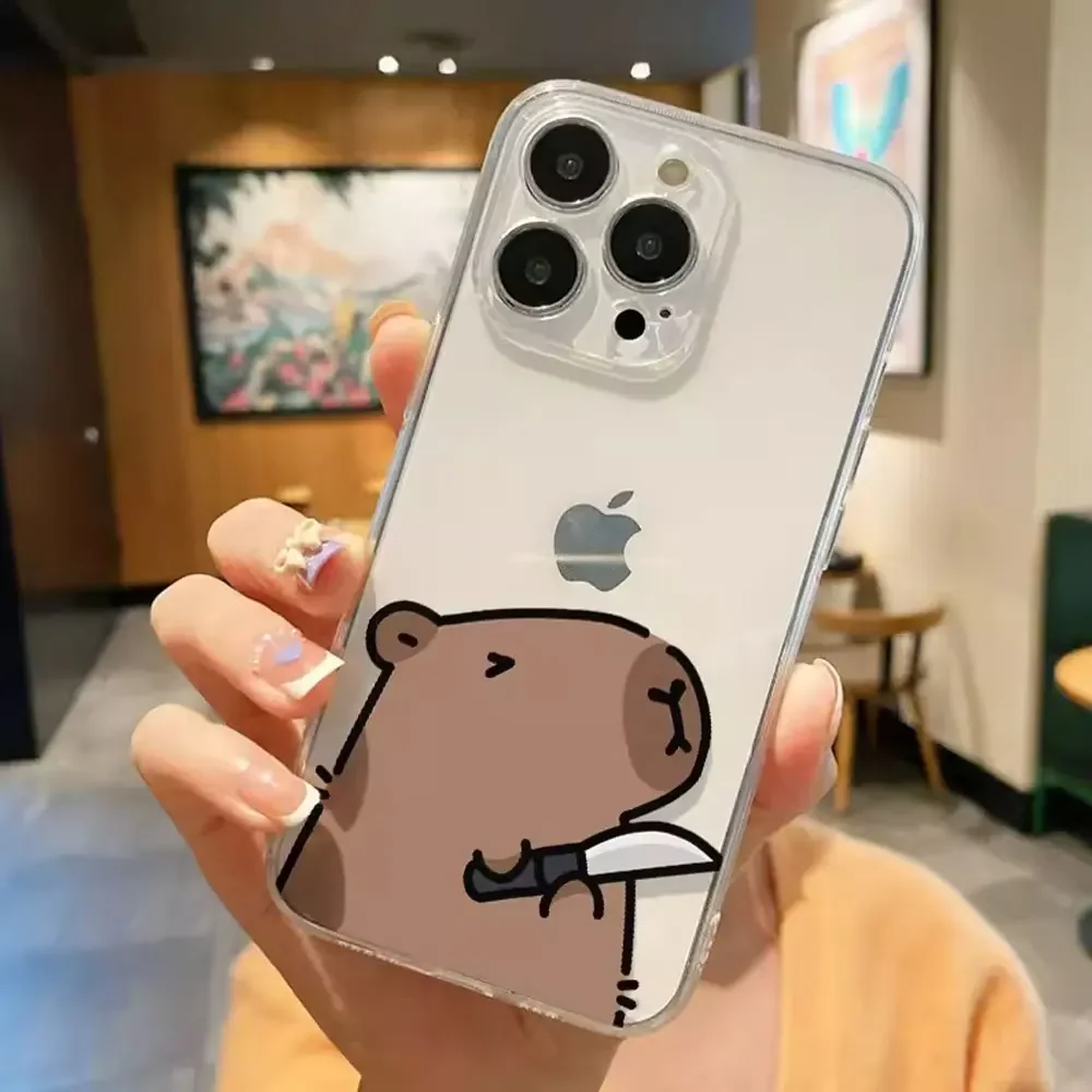 Funda de teléfono con dibujos de animales para IPhone, carcasa transparente para modelos 13, 12, 11, 14, 15 Pro, XS MAX, 7, 8 Plus, Mini, X, XR, SE20