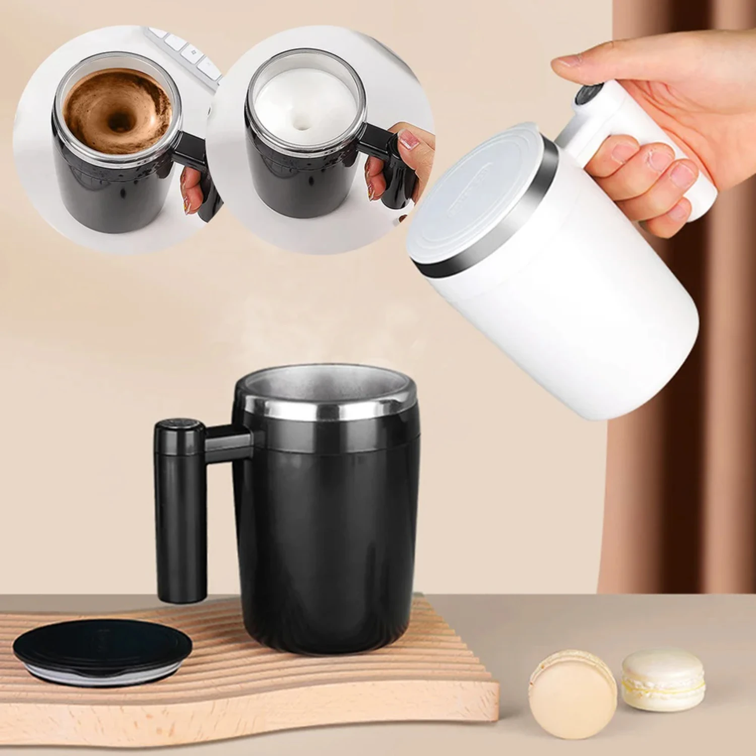 

Mixing Cup Stainless Steel Mug Cup Rotating Blender Auto Stirring Coffee Cup Tea Milk Cocoa Water Cup