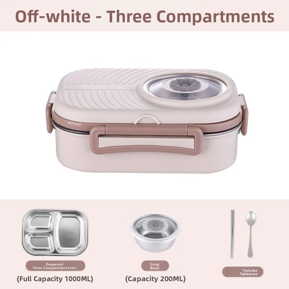 304 Stainless Steel Thermal Lunch Box Leak-proof Sealed Food Storage Box Rectangular Microwaveable Fresh-keeping Box