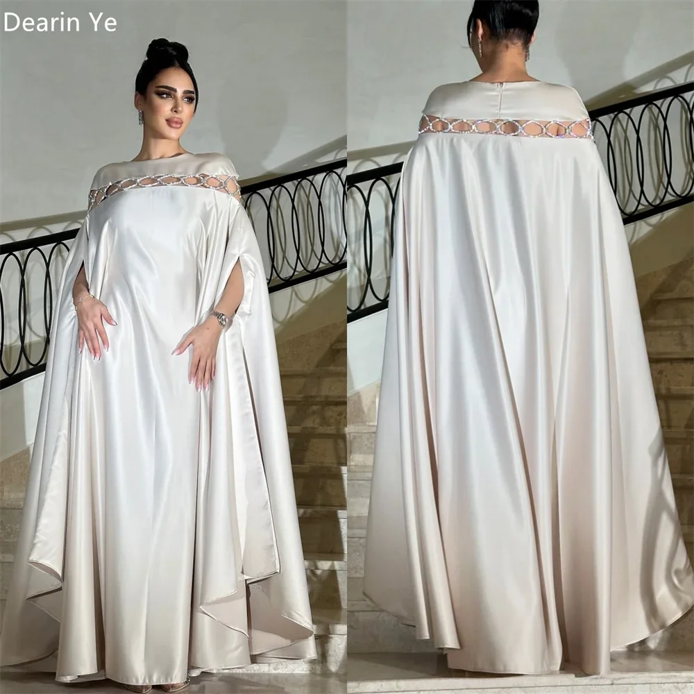 

Customized Formal Gown Dearin Scoop Neckline A-line Floor Length Skirts Draped Bespoke Occasion Dresses Prom Saudi Arabia Evenin