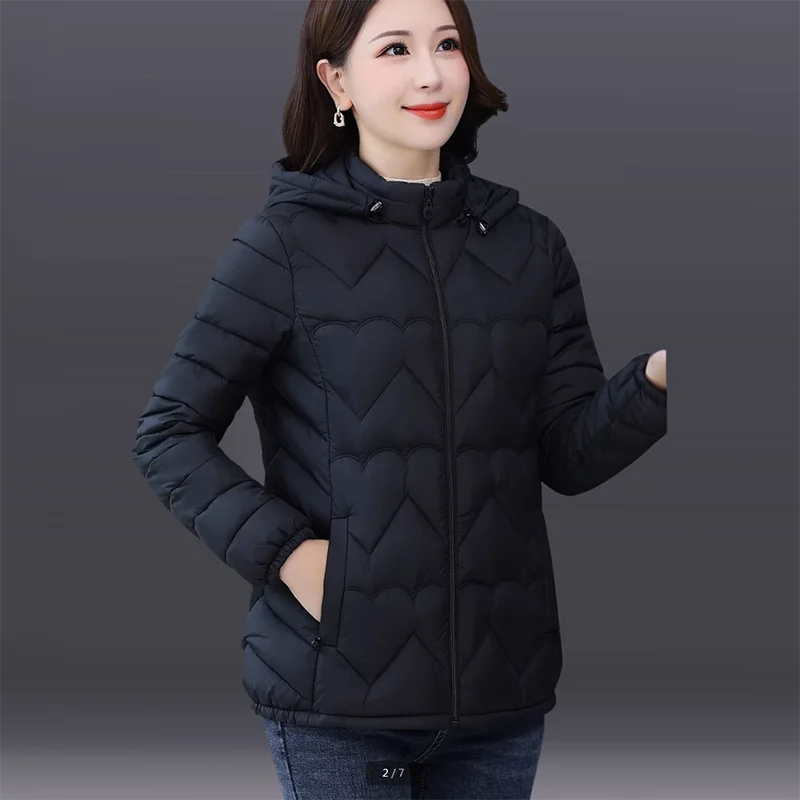 Cotton-Padded Down Jacket for Women, Long Sleeve, Thin, Light Hooded, Loose Cotton Coat, Short Outwear, Spring and Autumn, 2023