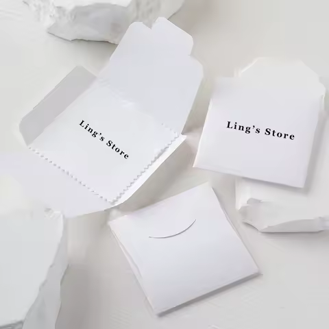 100Set Custom Logo 8x8cm Jewelry Cleaning Silver Polishing Cloth Individual Packed Case For Ring Earring Bracelet Studs Necklace