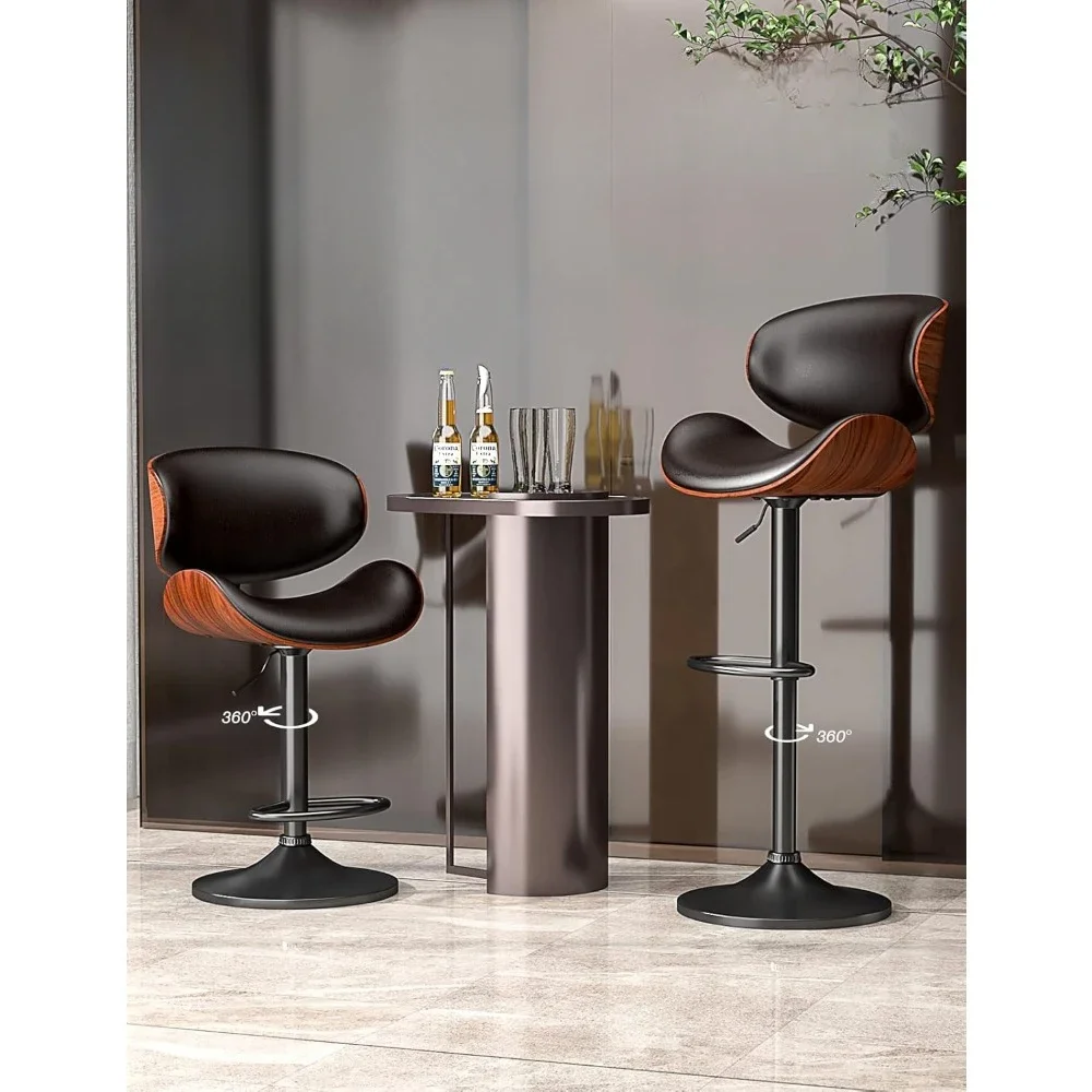 Swivel Bar Stools Set of 2 for Kitchen Counter with Back and Footrest, for Bar, Kitchen, Adjustable Bentwood Barstools