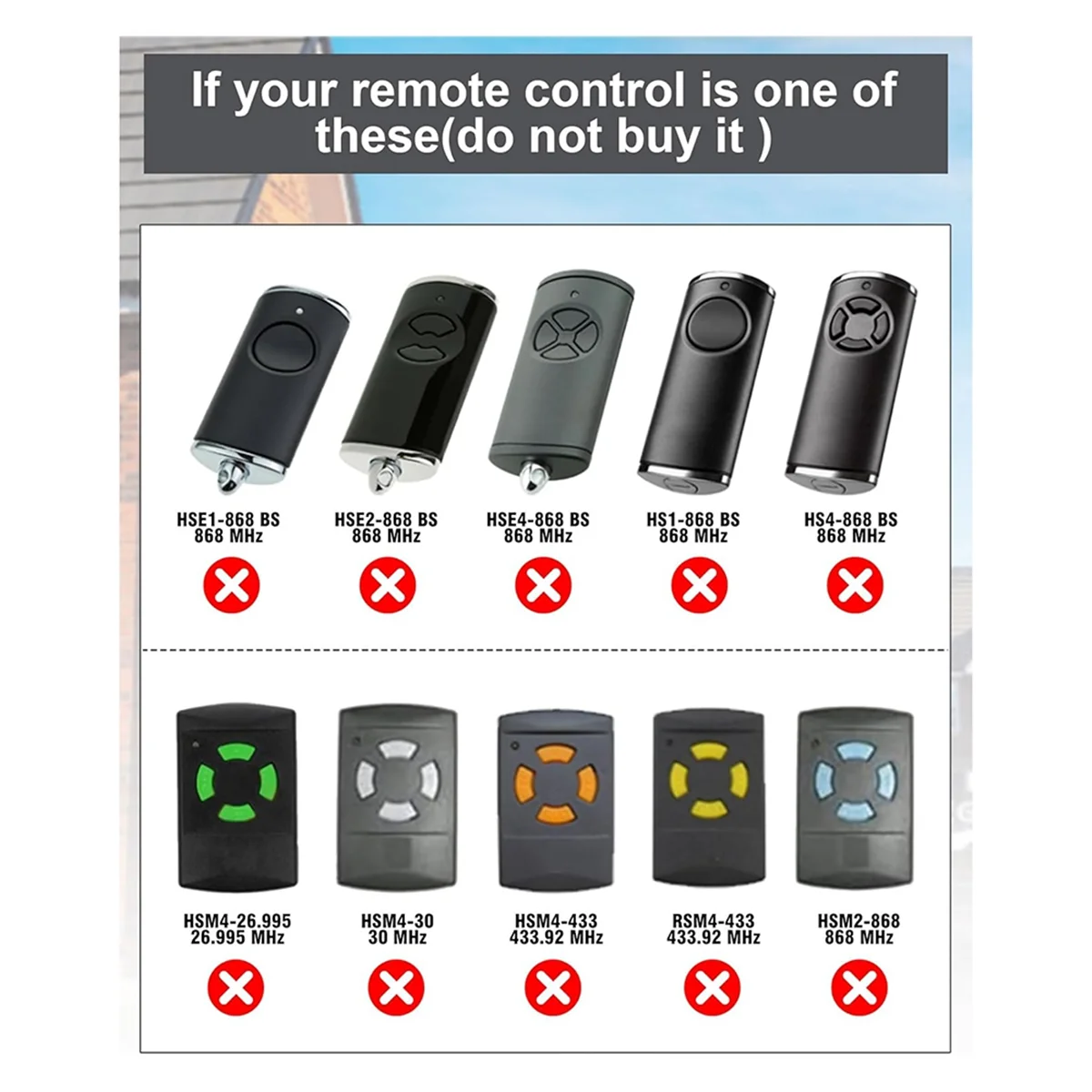 

A002 40.685Mhz Garage Door Opener Handheld Transmitter for HSE2 HSE4, HSM2 HSM4, HS2 HS4, 2 Channels 3pack