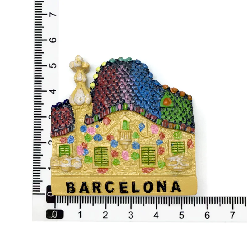 Barcelona 3D Resin Refrigerator Magnet - Spain Cultural Heritage, Handcrafted Art, Travel Souvenir
