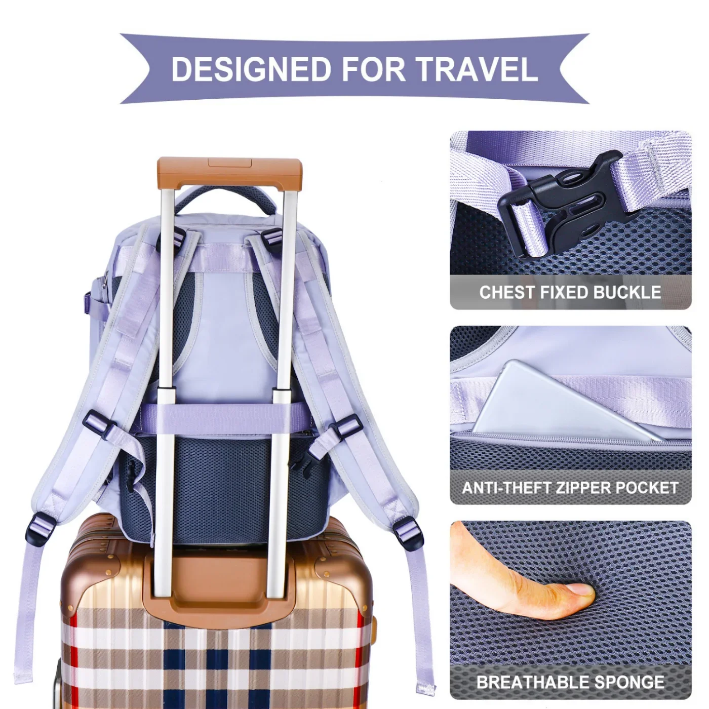 Mochila de viaje de aire para mujer, bolsa ligera impermeable para ordenador portátil, gran capacidad, mochila multifuncional para cabina de avión