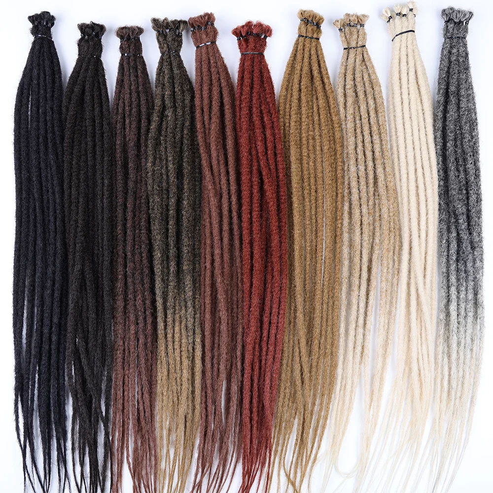 Extensões Dreadlock sintéticas, extensões loira Ombre, humano-como o cabelo, crochê, 5 fios, 24"