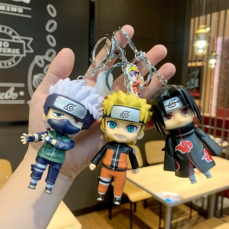 

Naruto Cartoon Keychain Sasuke Kakashi Itachi Jiraiya Anime Action Figures Model Pendant Keychains Dolls Car Keyring Toys Gifts